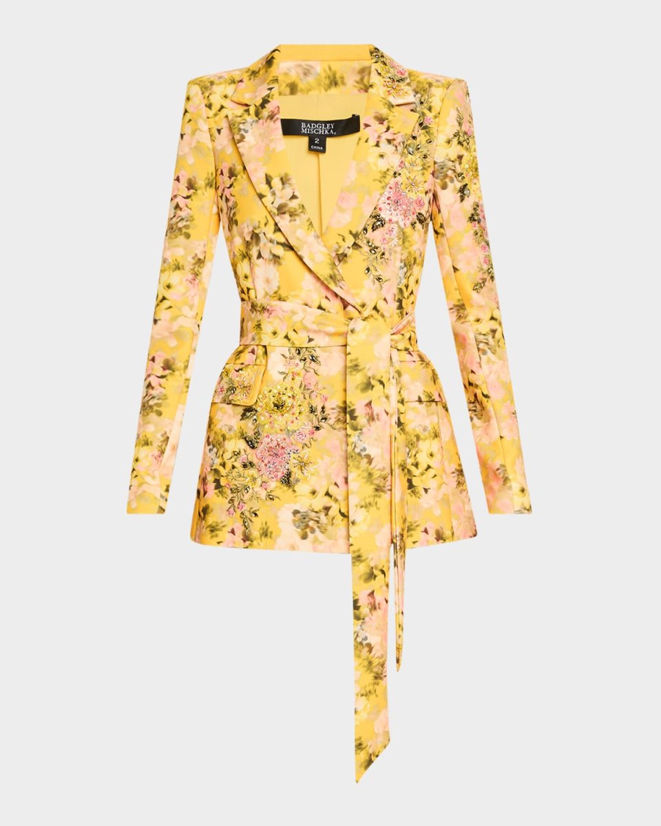 Floral-Print Embroidered Jacket